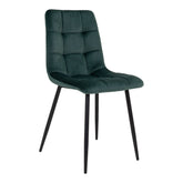 De Boer - chaise de salle à manger - vert foncé - velours et acier - lot de 2